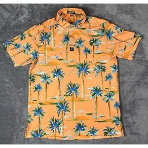 Bad Birdie Hotel California Men’s Polo Short Sleeve Shirt Size L Orange Golf